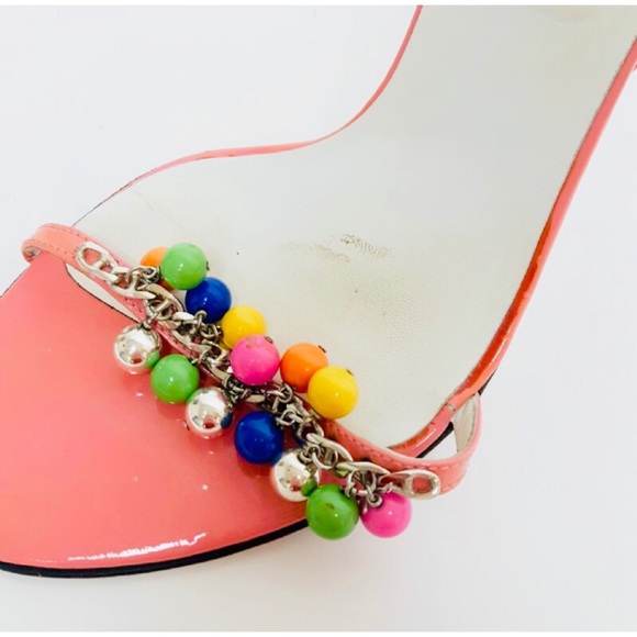 Dolce Gabbana Patent Leather Strappy Beaded Heels - Picture 5 of 6